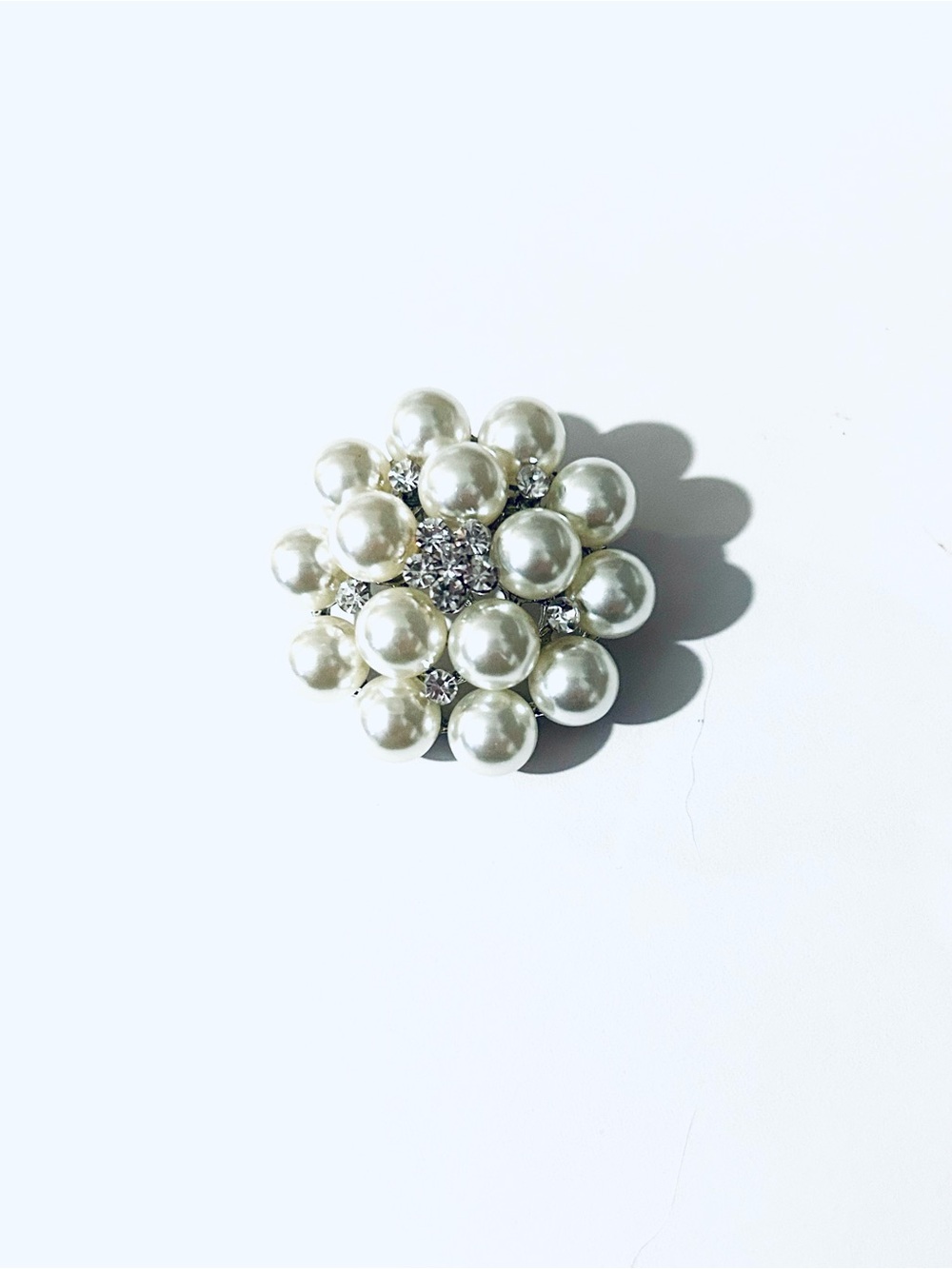 Classic Pearl & Rhinestone Cluster Brooch, Bridal Jewelry, Minimalist, Formal